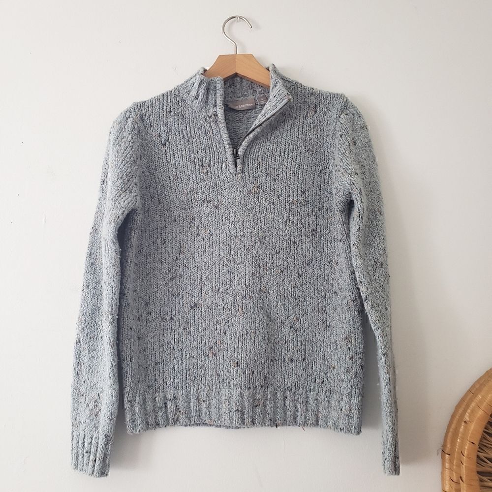 Croft & Barrow Heather Blue Quarter Zip Pullover Sweater S